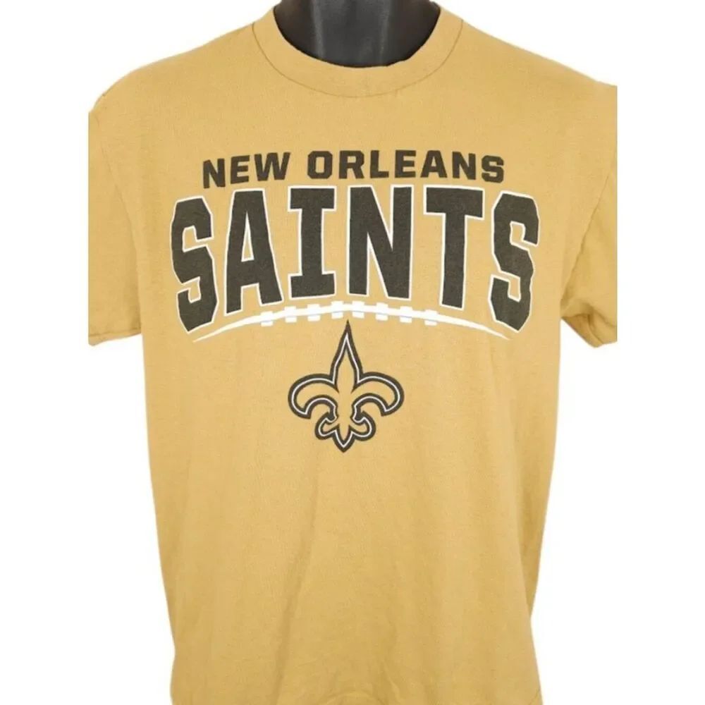 New Orleans Saints T Shirt Mens Size Medium Gold Yellow NFL Football